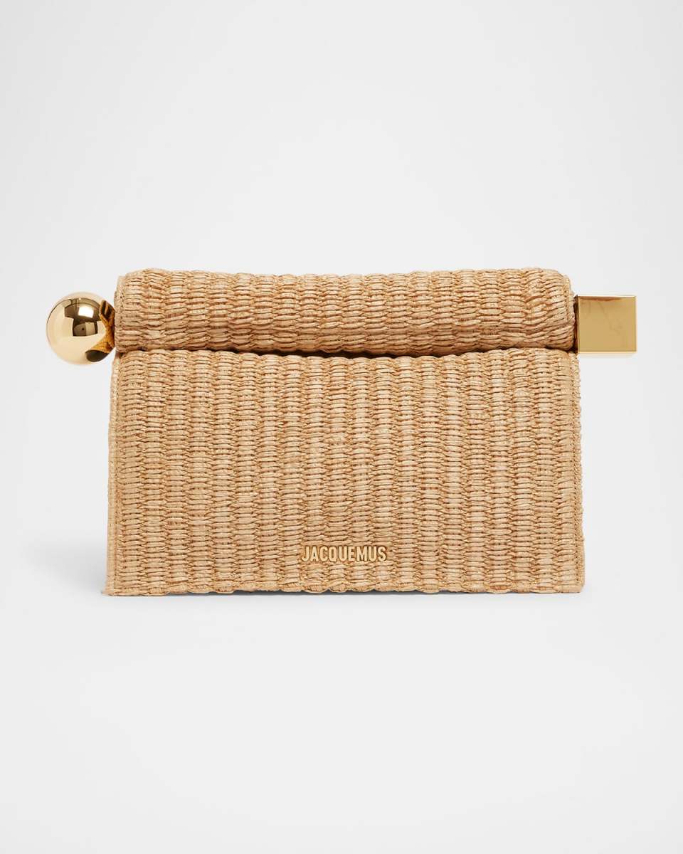 La Pochette Rond Raffia Clutch Bag